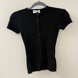 Princess Polly Black Ribbed Knit Top
